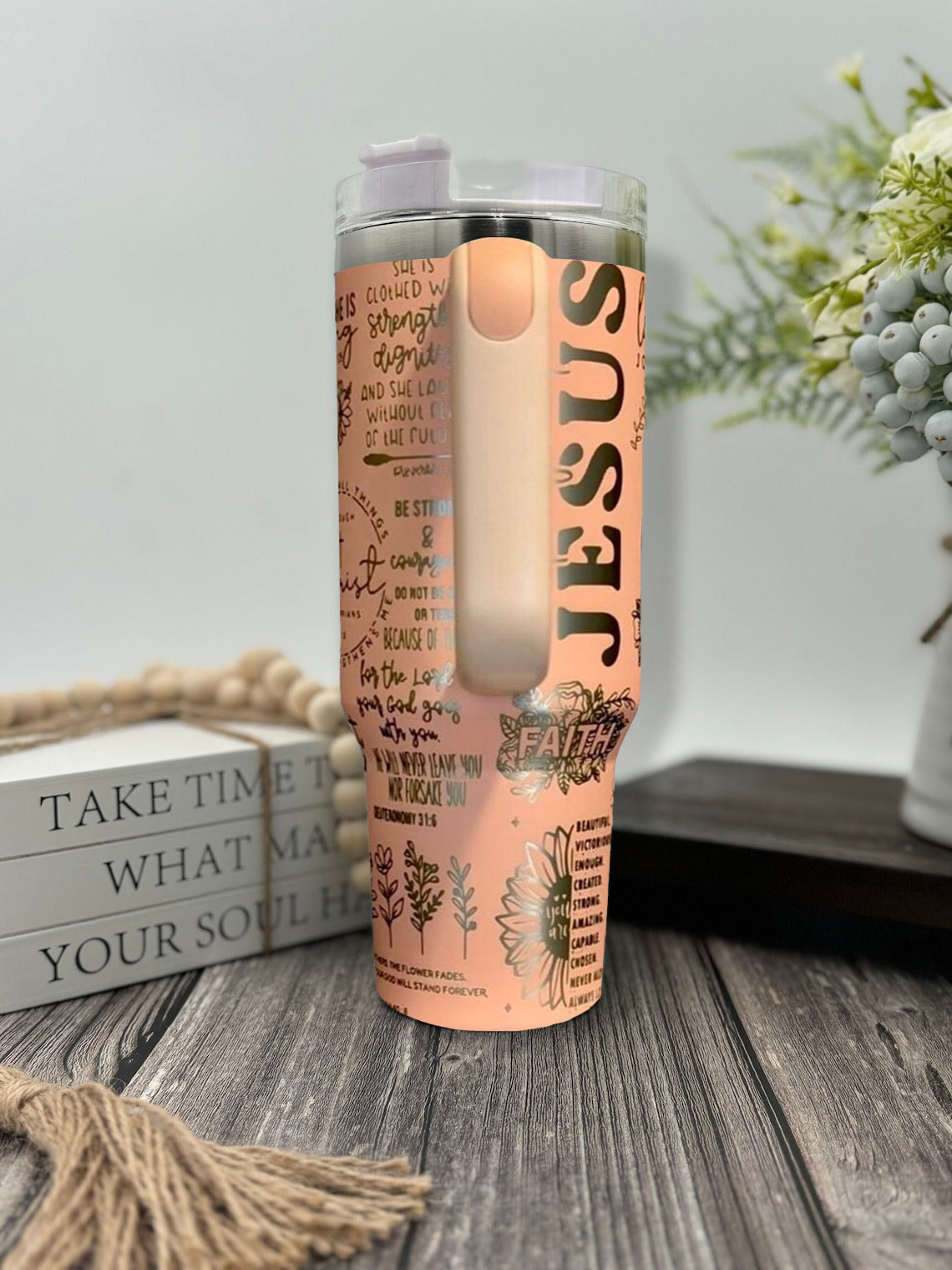 Christian Faith Jesus Tumbler 30oz/40oz, Faith Tumbler With Handle, Christian Laser Engraved Tumbler, LAF03